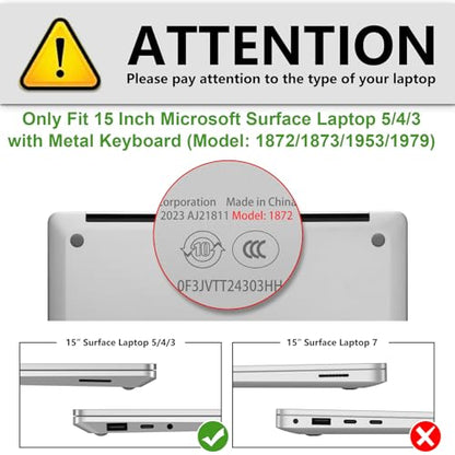 Fintie Case for 15 Inch Microsoft Surface Laptop 5 4 3 with Metal Keyboard (Model: 1872/1873/1953/1979) - Protective Slim Snap On Hard Shell Cover, Crystal Clear - color: Crystal Clear