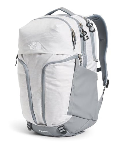 The North Face Surge Commuter Laptop Pack, Wht Met Mélange/Mid Gy-NPF, OSFA | Everyday Travel Bag, Laptop Sleeve, Water-Repellent - color: Tnf White Metallic Mélange/Mid Grey-npf