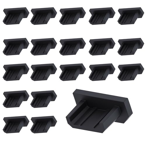 20 Pcs Micro USB Anti-dust Cap, Port Protector, Black Silica Gel | Anti-dust Port Plug Cover Cap, Black Silica Gel Protector for Computers Monitor Tv Router, Dust Prevention for Ports - color: Black, size: Micro USB