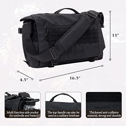 Messenger bag Laptop bag Briefcase Molle system Tactical style Detachable shoulder strap Shoulder Bags - color: Jet Black