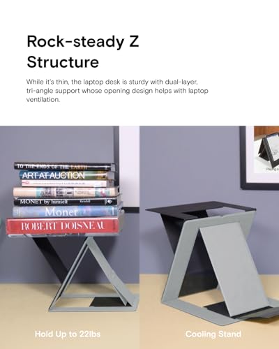 MOFT Folding Laptop Stand Lap Desk, Portable & Mini Computer Stand Laptop Desk for Travel and Home Office, Ergonomic Design with Adjustable Viewing Angles, Lightweight Computer Cooling Riser, Gray - color: Gray