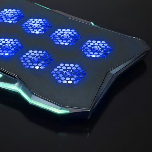 ENHANCE Infiltrate 3 Laptop Cooling Pad with RGB LED Lights - Gaming Cooler Stand with 8 Quiet Fans, 7-Angle Adjustable, Dual USB Hub, Metal Cooling Plate for 13-17.3" Gaming Notebooks