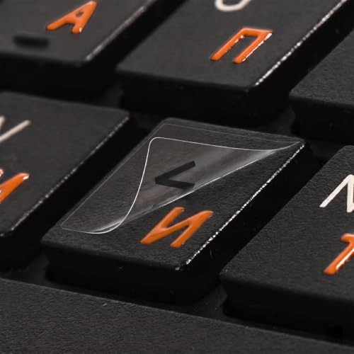 2PCS Ukrainian Keyboard Letter Stickers: 3D Ukraine Keyboard Letters Replacement Sticker, Borderless Characters Alphabet for Laptop Computer PC Desktop, Peel-Off Film, Leave Letters, Orange - size: Ukrainian-Orange