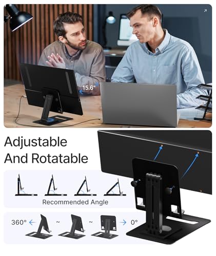 Ingnok 15.6'' FHD IPS Portable Monitor – Ultra Slim External Screen with USB C/HDMI for Laptop, Mac, PC, Phone, PS4, PS5, Switch (Renewed)