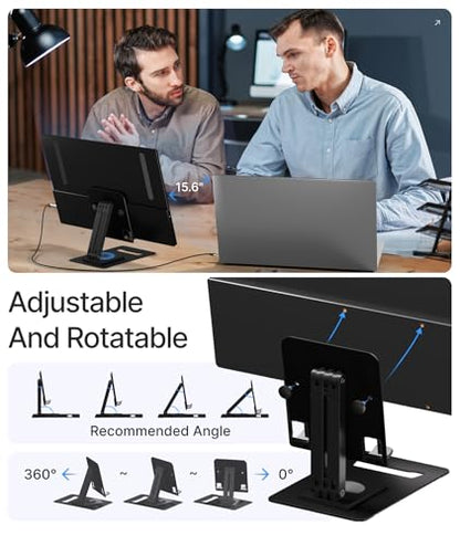 Ingnok 15.6'' FHD IPS Portable Monitor – Ultra Slim External Screen with USB C/HDMI for Laptop, Mac, PC, Phone, PS4, PS5, Switch (Renewed)