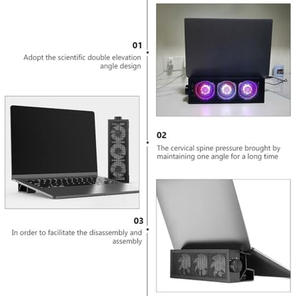 POPETPOP RGB Adjustable Speed Laptop Cooling Pad with Aluminum Heightened Stand, Professional Notebook Cooler for Gaming and Office Use
