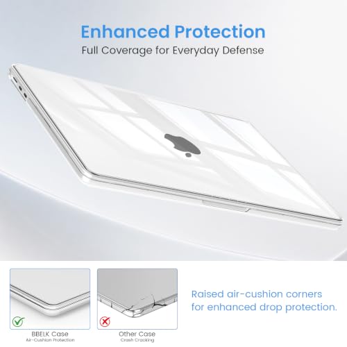 B BELK for MacBook Air 13 inch Case M5/M4/M3/M2 2026-2022, Ice Crystal | Scratch Resistant Hybrid Hard Shell for MacBook Air 13.6 inch Case with Soft TPU Edge, Keyboard Cover & Screen Protector - color: Ice Crystal