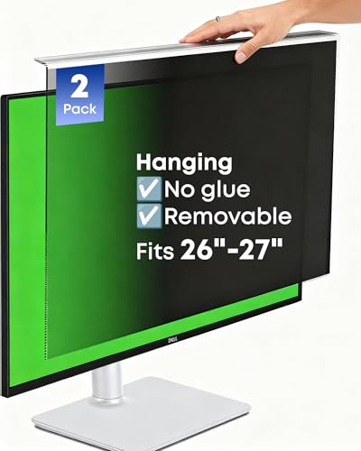 2-Pack Hanging Privacy Screen Protector for 26-27" Monitors, Removable & No Installation Required, ±30° Privacy Filter, Effectively Blocks High-Energy 460nm Blue Light – Dual Protection for Information Security & Eye Health(27"-16:9 (24.12"×14.02")) - siz