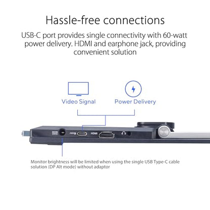 ASUS ZenScreen MB229CF 22 Inch 1080p 100Hz, USB-C Portable Monitor | USB-C 60W, C-clamp Arm, Speakers, Partition Hook, Kickstand, IPS, Subwoofer, Carrying Handle ,Display for MacBook and PC - style: 22" Multi-stand Design