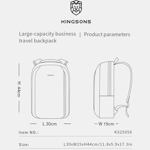 Kingsons 15.6 Inch Laptop Compartment Backpack for Men,Waterproof Slim Durable Business Backpack for Work，Travel (KS25458-Black-US-1) - color: Ks25458-black-us-1