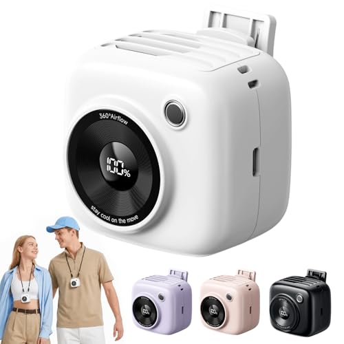 Portable Waist Fan, Rechargeable Wearable Fan w/ LED Display, 3 Speeds, 3000mAh Battery, 10H Runtime, Mini Turbo Airflow, Clip on Belt/Shirt/Hat, for Travel,Outdoor, Concert,Gift for Men Women-1 PACK - color: White-1 Pack