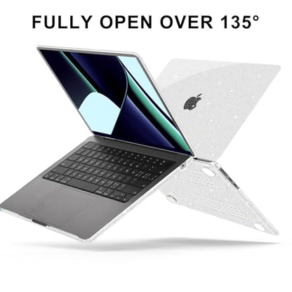 B BELK Compatible with MacBook Pro 14 inch Case M5 2026-2021 M4 M3 M2 M1 A3426 A3427 A3434 A3112 A3185 A3401 A2918 A2992 A2779 A2442, Plastic Hard Shell+Keyboard Cover+Screen Protector, Sparkly Clear - color: Sparkly Clear