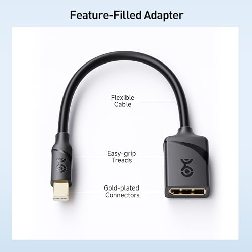 Cable Matters 2-Pack 8K Mini DisplayPort to DisplayPort 1.4 Adapter | 8K@60Hz / 4K@240Hz, Thunderbolt 2 and Thunderbolt Ports Compatible, 32.4Gbps, Mini DP to DP 1.4, Black - size: 2-Pack