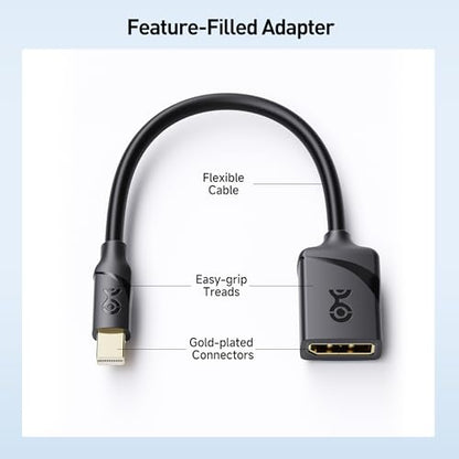 Cable Matters 2-Pack 8K Mini DisplayPort to DisplayPort 1.4 Adapter | 8K@60Hz / 4K@240Hz, Thunderbolt 2 and Thunderbolt Ports Compatible, 32.4Gbps, Mini DP to DP 1.4, Black - size: 2-Pack