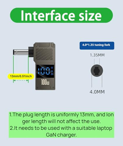 USB C to DC Adapter – GaN Charger Adapter Cable, Connector Tip to USB-C for Laptops (Travel Plug Adapter, 4.0 * 1.35mm ASUS) - size: 4.0 * 1.35mm ASUS