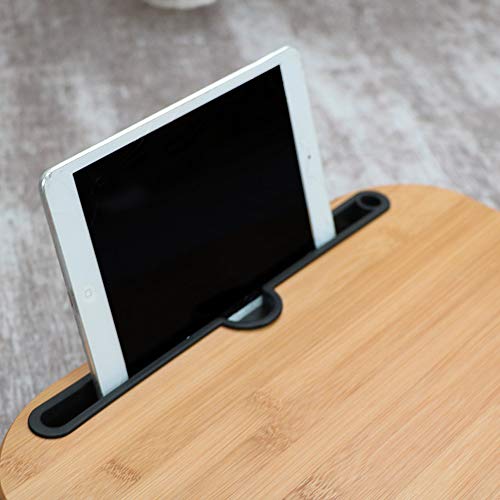 Lap Desk, Laptop Lap Bamboo Desks with Anti-Slip Stopper Removable Pillow Cushion Cover, Right Left Mouse Pad and Wrist Pad, Tablet Phone Holder for Bed Sofa Couch Floor