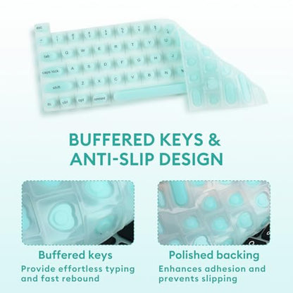 Allinside Keyboard Cover for Long Nails, Compatible with MacBook Neo A18 Pro & MacBook Pro 13/14/16 (2021–2024) & MacBook Air 13/15 (2020–2024), Raised Heart-Shaped Silicone Skin, Mint Green - color: Mint Green