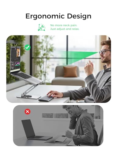 MAGIC JOHN Adjustable Laptop Stand for Desk, 360° Rotating Foldable Protable Laptop Riser Holder, Ergonomic Design Computer Notebook Stand Holder for MacBook Pro Air/Dell/HP 10-17.3"