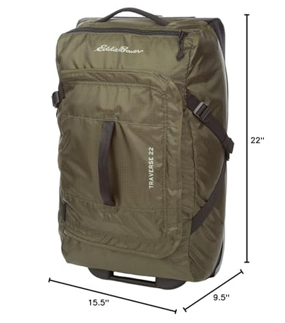 Eddie Bauer Traverse Luggage | Roller Wheels | Telescoping Handle | Travel | Vacation | Ripstop Nylon - Dark Loden, 22" - color: Dark Loden, size: 22"