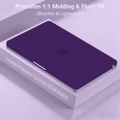 MOSISO Compatible with MacBook Air 13 inch Case M5 2026 M4 M3 M2 2025-2022 | A3449 A3240 A3113 A2681, Hard Shell&Keyboard Cover&Screen Film&Pouch for MacBook Air 13.6 inch Case, Grape Purple - color: Grape Purple