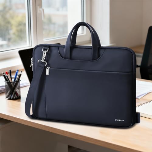 Ferkurn Laptop Case Bag Women Men Computer Sleeve with Shoulder Compatible with HP/Inspiron/Thinkpad/Vivobook/MSI/Surface, 15.6 inch, Blue - color: Navy Blue, size: 15.6 inch