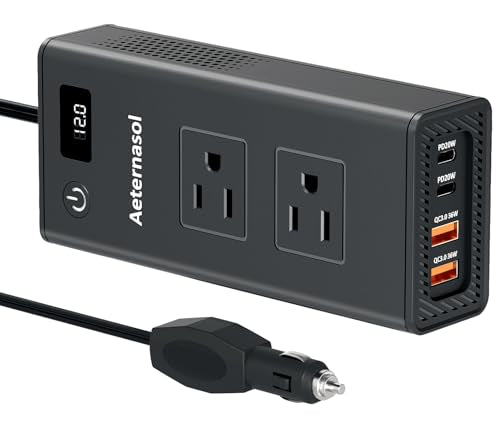 200W Portable 12V to 110v Car Charger Power Inverters for Vehicles | 36W USB-A, Fast Charging USB-C, Dual AC Outlets, Cigarette Lighter Adapter for Laptop/Camping/Road trip essentials