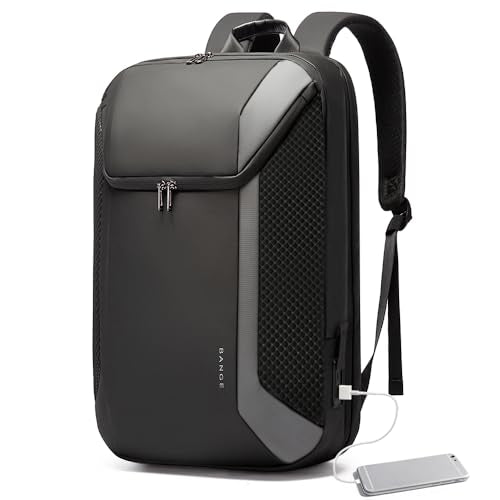 BANGE Smart Business Laptop Backpack Waterproof can fit 15.6-17.3 Inch Laptop with 3.0 USB charging port for men and women - color: Grey
