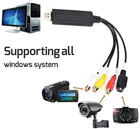 Video Capture Card, USB Video Capture Device,RCA to USB Audio Video Converter,VHS Mini DV VCR Hi8 DVD to Digital Converter for PC TV Tape Player Camcorder,Support PAL/NTSC,MAC Windows Vista Compatible