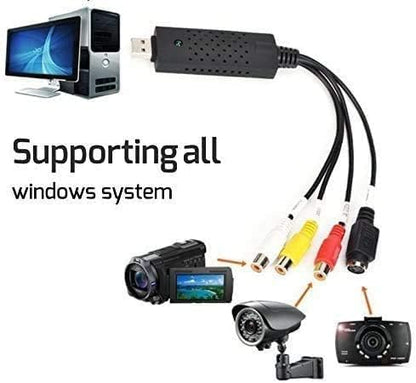 Video Capture Card, USB Video Capture Device,RCA to USB Audio Video Converter,VHS Mini DV VCR Hi8 DVD to Digital Converter for PC TV Tape Player Camcorder,Support PAL/NTSC,MAC Windows Vista Compatible