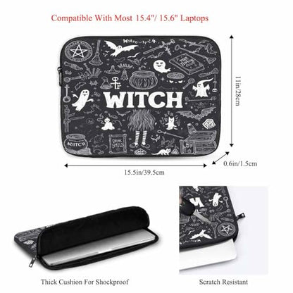 Laptop Sleeve Bag 15.4 15.6 Inch,Witch Halloween Witchcraft Black Magic Palmistry Protective Polyester Computer Cases Laptop Cover Briefcase Bag Tablet Travel Cover - color: LPS-016
