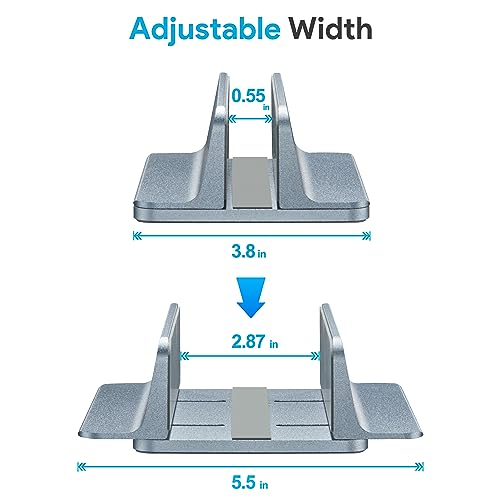JARLINK Vertical Laptop Stand, Aluminum Laptop Holder Desktop Stand with Adjustable Dock Size (up to 17.3 inches) Compatible with All MacBook/Surface/Dell/Gaming Laptops (Gray) (Pack of 2) - color: Grey, size: 1-slot (Pack of 2)