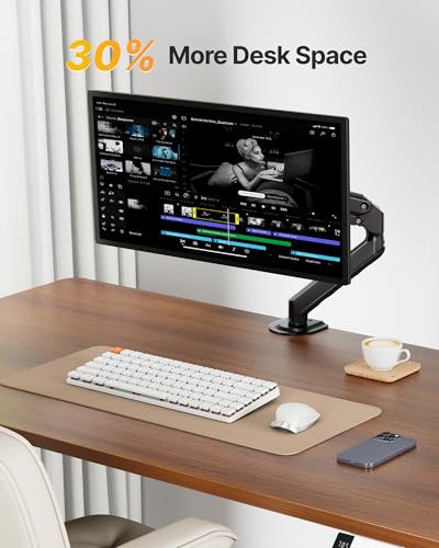 monTEK Single Monitor Arm Mount for 17-32 Inch Screens, Heavy Duty Steel Mechanical Spring Desk Monitor Stand, Full Motion Adjustable Monitor Arm with Clamp & Grommet, VESA 75/100, Holds up to 20lbs - size: Single Arm