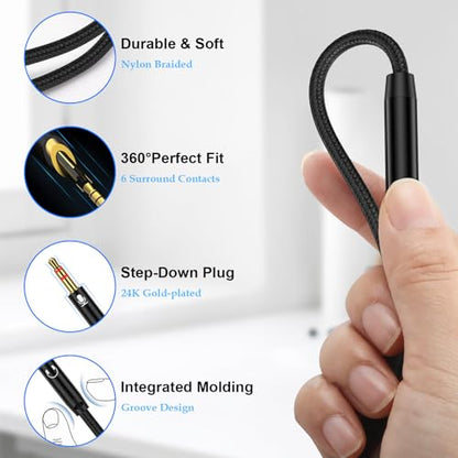 PC Headset Splitter Cable 3.5mm Mic AUX Audio Computer Headphone Microphone Splitter Compatible with Astro A10 A40, Turtle Beach, HyperX Cloud SteelSeries, Sennheiser, Razer Gaming Smartphone Headsets