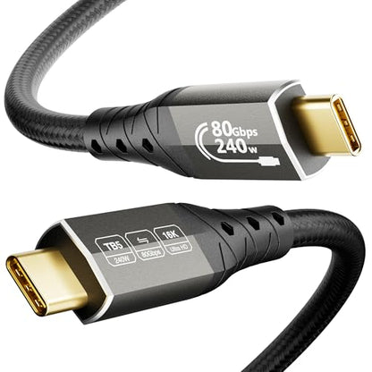 ZIKNYDO 80Gbps for Thunderbolt 5 Cable 3.3FT/1m, USB 4 2.0 Cable 120Gbps Bandwidth for 16K/Dual 8K Displays, PD3.1 240W Charging, for Thunderbolt 4, SSD, MacBook M4 Pro/Max, eGPU, Mac mini M4 Pro - size: 3.3FT*1