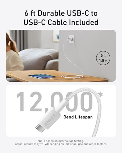 Anker Nano Phone Charger, USB C GaN Charger 30W, PIQ 3.0 Foldable PPS Fast Charger USB C for iPhone 17/16 and More Series, Galaxy, iPad, Compatible with MagSafe - color: white