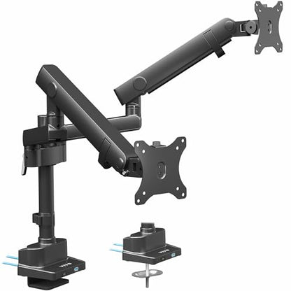 VIVO Premium Aluminum Full Motion Dual Monitor Desk Mount Stand with Lift Engine Arm, Pole Extension, and USB Ports, Fits Ultrawide Screens up to 40 inches, STAND-V102BDU - size: Dual monitor, style: Extended