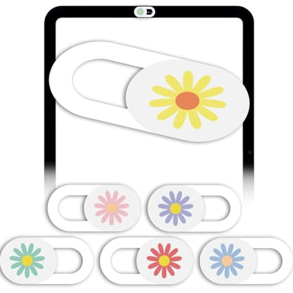 6Pcs 6 Styles Daisy Camera Cover Slide White Privacy Guard Accessories, 0.04 Inch Thin Webcam Cover Protector Blocker for Laptop Desktop Computer Tablet Notebook Mini PC Home Office Use - color: Daisy