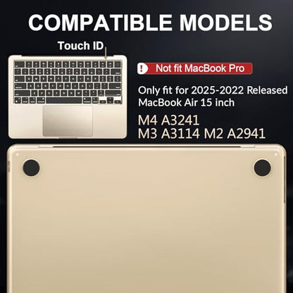 AKIT Compatible with MacBook Air 15 Inch Case 2026 2025-2023 M5 M4 M3 M2 A3448 A3241 A3114 A2941, [Ultra-Thin] [Official Color Match] Hard Case Protector Cover for MacBook Air 15 Inch, Starlight - color: Starlight