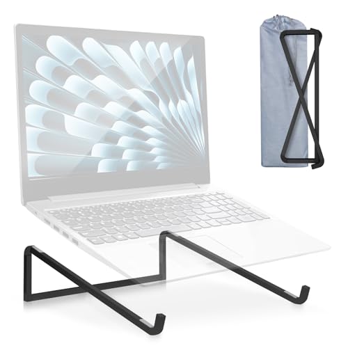 Foldable Laptop Stand for Desk, Black | Universal Laptop Riser, Ventilated Holder Mount, Compatible with MacBook, Notebook - color: Black