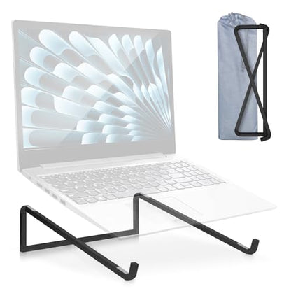 Foldable Laptop Stand for Desk, Black | Universal Laptop Riser, Ventilated Holder Mount, Compatible with MacBook, Notebook - color: Black