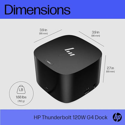 HP Thunderbolt 4 Dock 120W G4, 13-in-1 USB C Docking Station with Max 100W Charging, 4 Displays 4K Display, Ethernet Port, 6 USB Ports, HDMI, 2 Displayport for Laptop, MacOS, ChromeOS, PC
