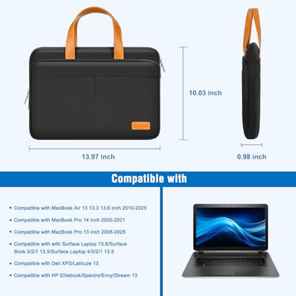 MOSISO 13-14 inch Laptop Case, 13.3 inch Laptop Sleeve 2026-2016, Black | Compatible with MacBook Neo/Air/Pro 13 inch with A18/M5/M4/M3/M2/M1 Chip , HP Dell ASUS Lenovo,Symmetry&Raised Pockets&PU