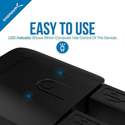 SABRENT USB 3.0 Sharing Switch for Multiple Computers, LED (USB-SW30) | Share USB peripherals across computers; LED device indicators; black - size: 1 Count (Pack of 1)