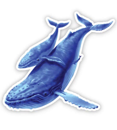 Humpback Whales - 3" Vinyl Sticker - for Car Laptop I-Pad Phone Helmet Hard Hat - Waterproof Decal - size: 3"