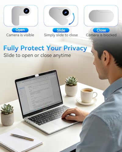 imluckies Rotating Webcam Cover [2-Pack], 0.02 Inch Ultra-Thin Metal Privacy Cover for Laptop, MacBook, iMac, PC, iPad & iPhone, Silver - color: Silver