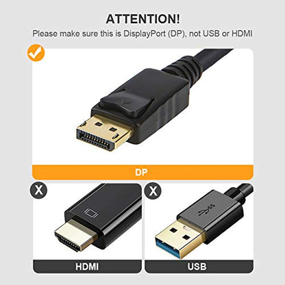 CableCreation Active DisplayPort to DVI Cable, 6Feet DP to DVI-I Cable | Active DisplayPort to DVI Cable, 6FT DP to DVI-I Cord, Eyefinity Support Multi-Screen, Black