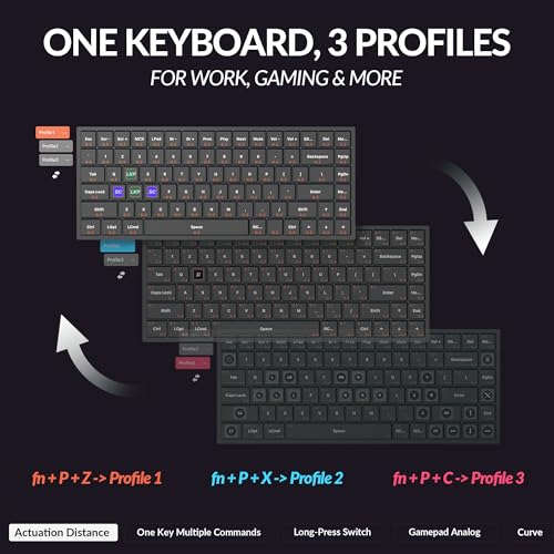 Keychron K2 HE Rapid Trigger Wireless Custom Keyboard with Hall Effect Gateron Double-Rail Magnetic Switch, QMK 2.4 GHz Bluetooth 5.2 RGB Compatible with Mac Windows Linux (Aluminum + Wood) - color: Gateron Double-Rail Magnetic Switch - Black