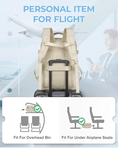 BAGSMART 37L Expandable Travel Backpack Compression Carry On Daypack | Weekender Bag Fits 17" Laptop. Water Resistant Luggage with Packing Cubes and Shoe Pouch. - color: Warm Beige