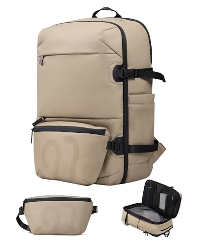 NINETYGO Casual Backpack for Men & Women, Brown | Airline Approved Carry On, Waterproof, 24.7L, Detachable Shoulder Bag, Fits 15.6 Inch Laptop - color: Brown