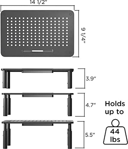 EVOOMI Monitor Stand Riser - Upgraded for Faster Productivity - Anti-Skid, HD Hexagonal Steel - Free Cable Ties - Computer Stand - Laptop, Desktop, Printer, iMac (Simple)